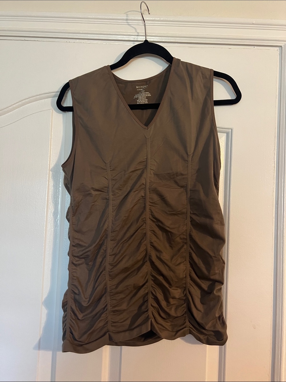 Merona Olive-Brown Ruched V-Neck Sleeveless Tank
